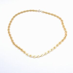 Gold Tone Twisted Oval Link Chain Necklace Rope Nautical